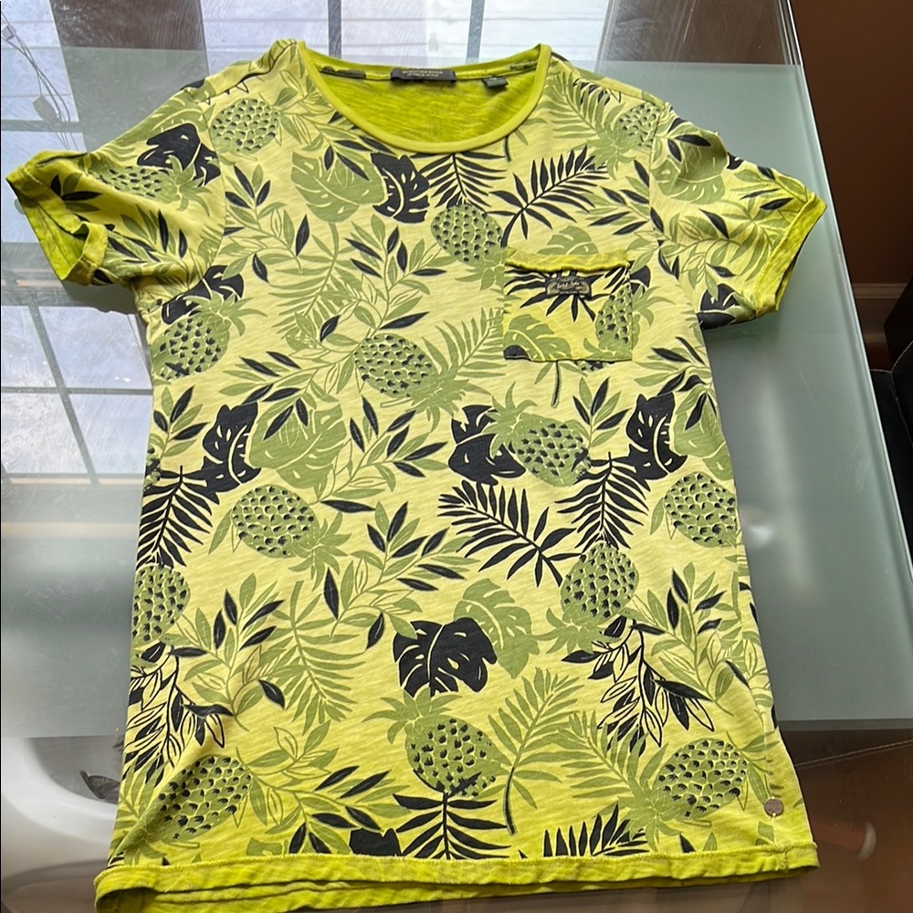 Scotch & Soda Lime Green Tropical Print Tee